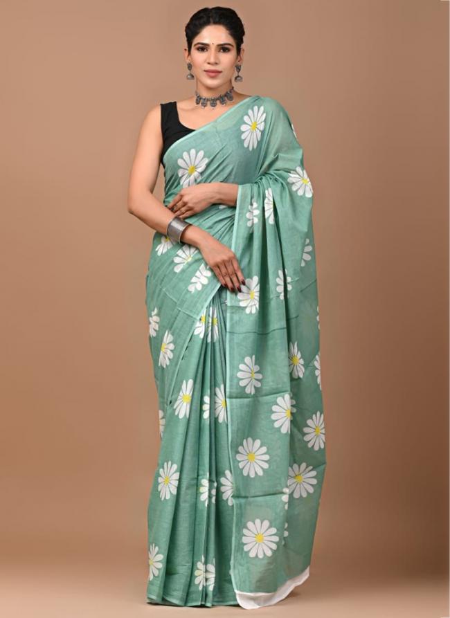 Cotton Multi Colour Casual Wear Printed Saree